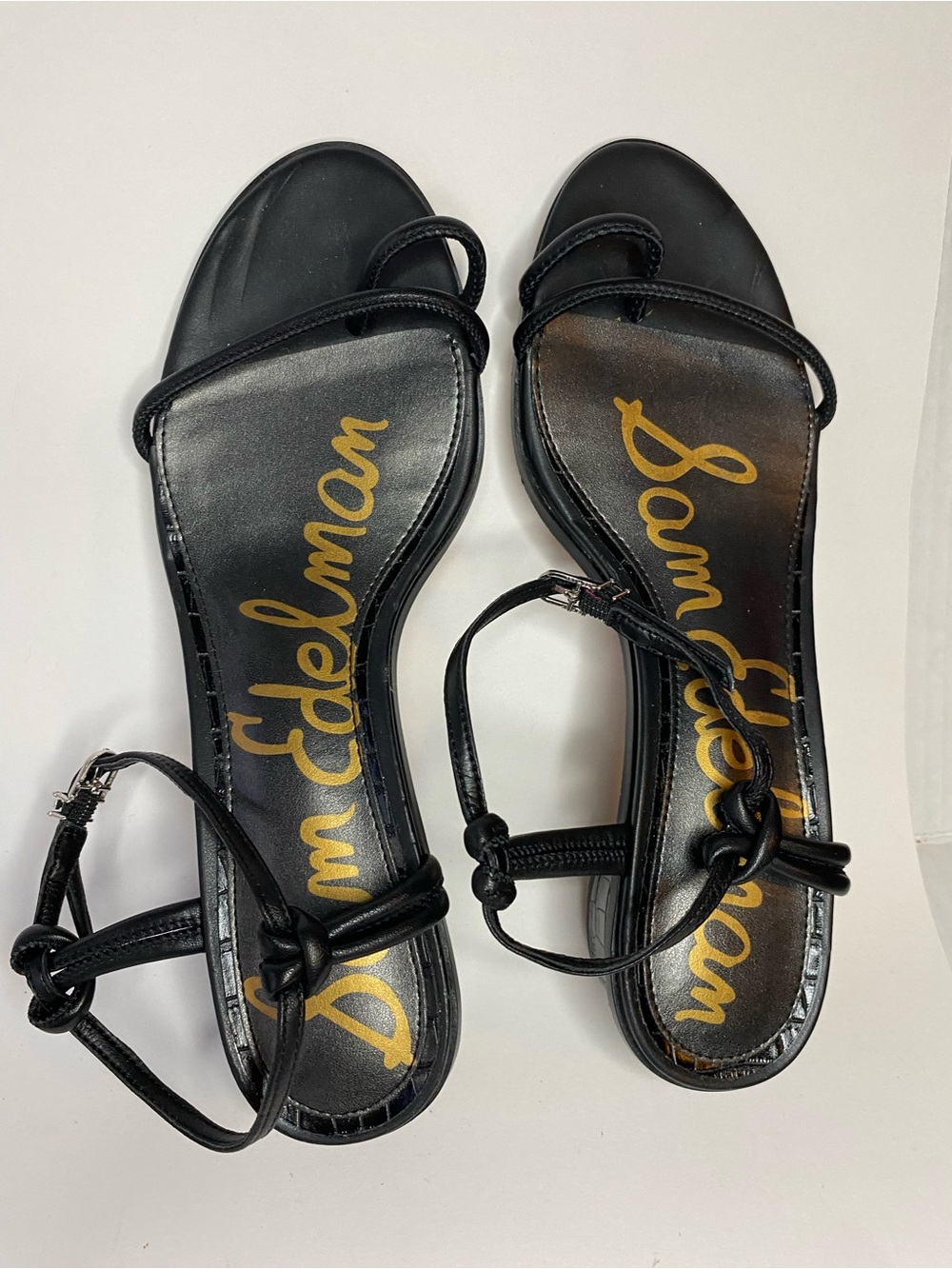Sam Edelman Isle Black Leather Strappy Block Heel Sandal Y2K Minimalist 8.5 - Picture 5 of 11